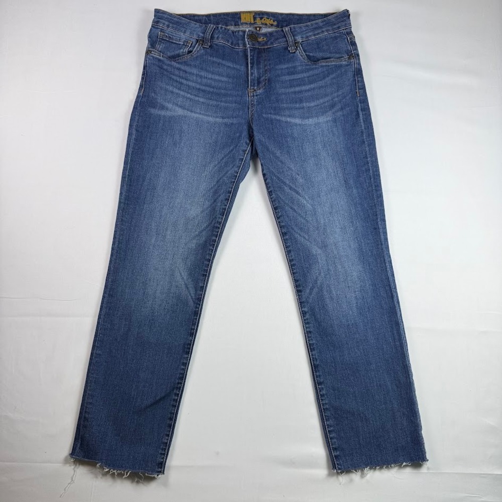 KUT from the Kloth Catherine Boyfriend Jeans Women Size 8 Blue Raw Hem KP9065MA2